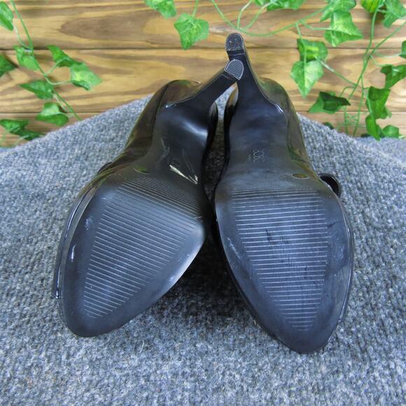 BCBG Women's Paris Fortunax Platform Peep Toe Black Synthetic Pump 6 Medium Used - Picture 5 of 6